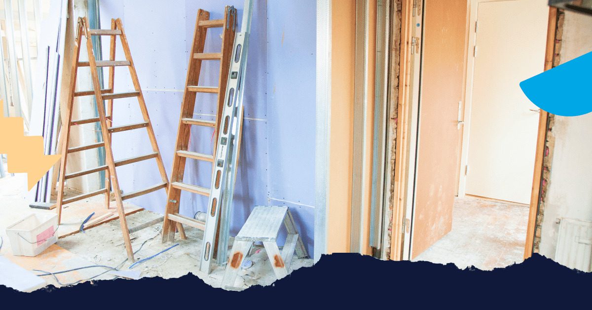 Ladders against a wall during home renovation