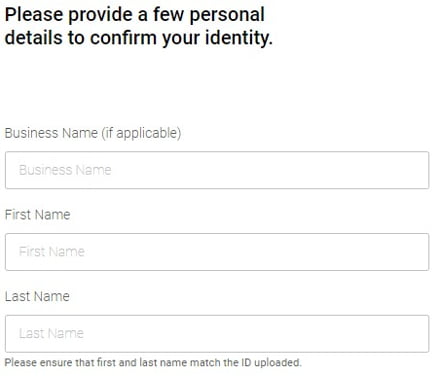 Please provide a few personal details to confirm your identity