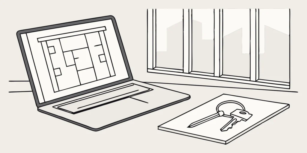 Landlord software tools displayed on a laptop.