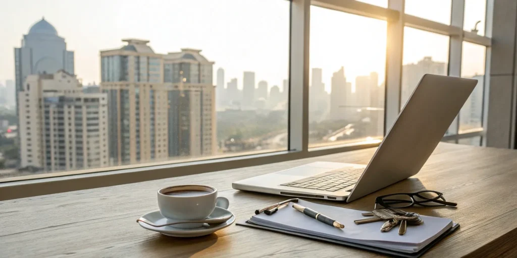 Tenant screening tools on a laptop.