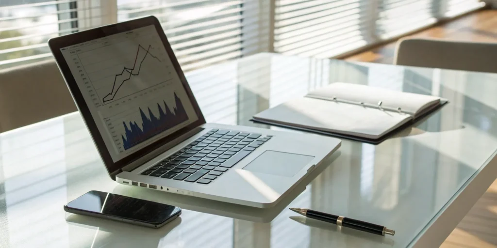 Tenant screening API data on a laptop.