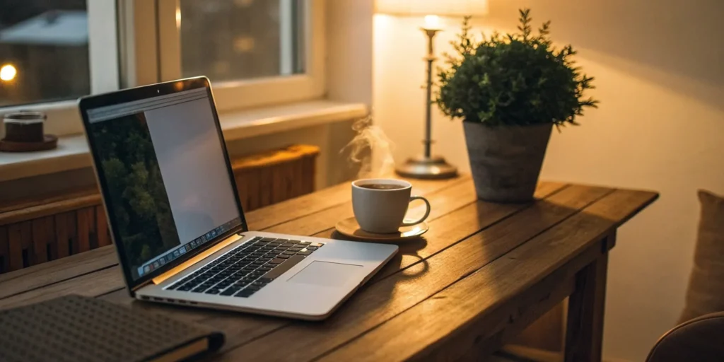 Online rental application on a laptop.