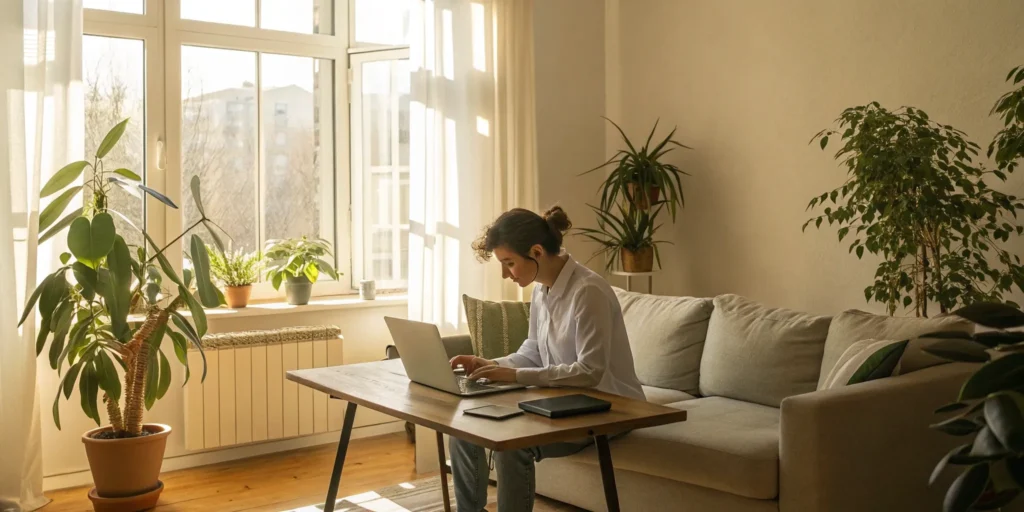 Tenant reviews credit report before rental application.